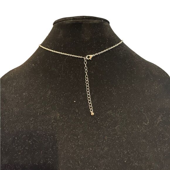 Silver-Tone Turquoise Color Stone Necklace - Picture 4 of 10